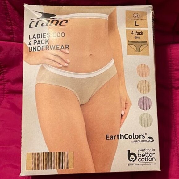 BRAND NEW ~ CRANE ~ 4 PACK ~ LADIES ECO BIKINI UNDERWEAR UNDIES ~ SIZE L / LARGE - Picture 7 of 16